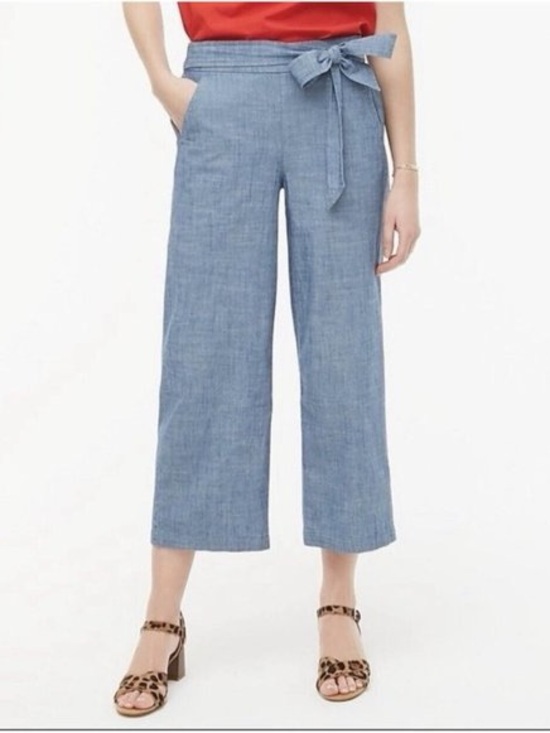 J. Crew Pants - J. Crew Wide-Leg Crop Tie-Waist Pants